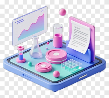 3D Data Visualization Concept With Laboratory Equipment PNG
