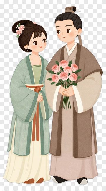 Couple Holding A Bouquet Of Roses PNG