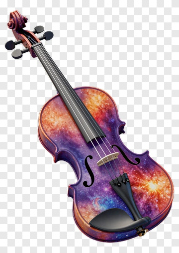 3D Violin With Galaxy Design PNG