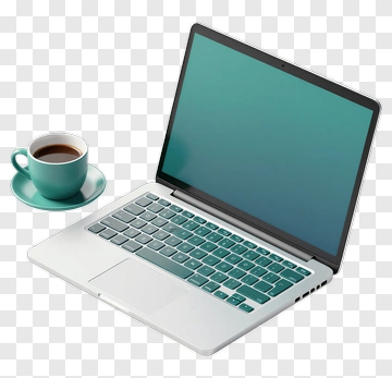 Laptop With Coffee Cup PNG