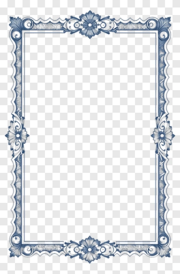 Decorative Blue Floral Frame PNG
