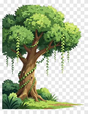Colorful Tree In A Lush Environment PNG