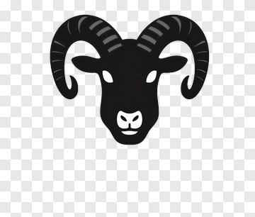 Black Ram Head With Curved Horns PNG