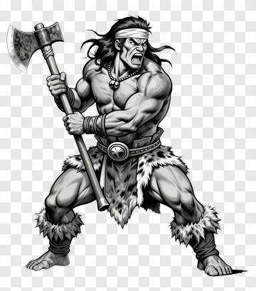 Fierce Warrior Holding An Axe PNG