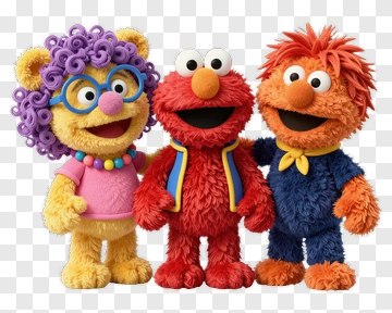 Cartoon Muppet Characters Smiling Together PNG