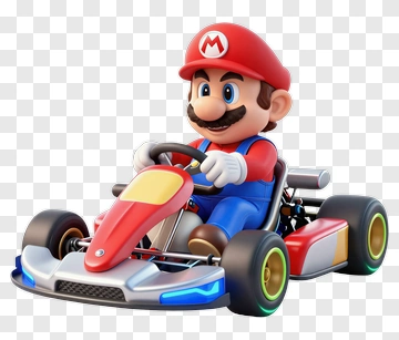 Mario Driving A Go-Kart PNG