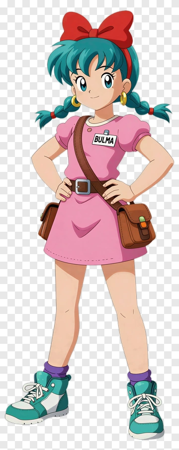 Cartoon Girl With Blue Hair And Pink Dress PNG