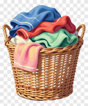 Colorful Laundry Basket Filled With Clothes PNG