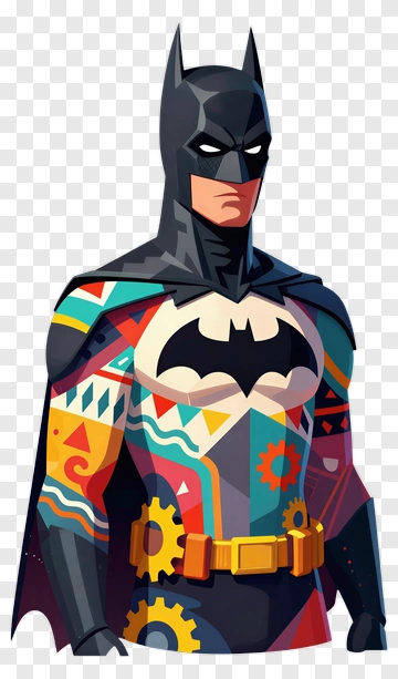 Cartoon Batman With Colorful Design PNG