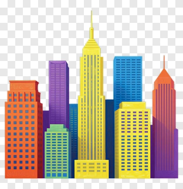 Colorful City Skyline PNG