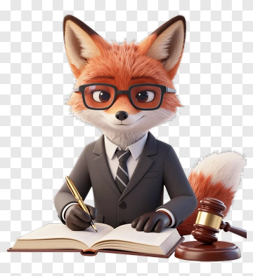 3D Fox Lawyer Writing In A Book PNG