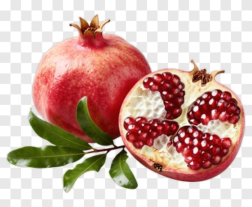 Pomegranate With Leaves PNG