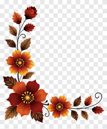 Colorful Floral Corner Decoration PNG