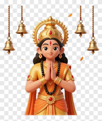 Cartoon Goddess With Bells PNG