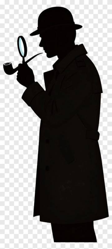 Silhouette Detective Holding A Magnifying Glass PNG