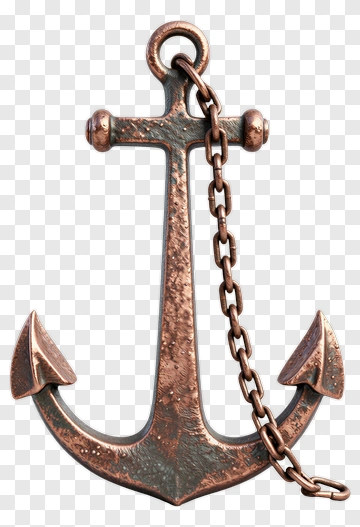 Copper Anchor With Chain PNG