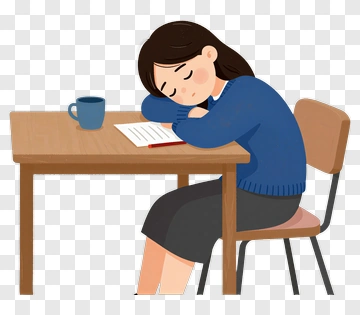 Tired Student Resting On Desk PNG