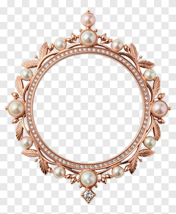 Elegant Decorative Frame With Pearls And Leaves PNG