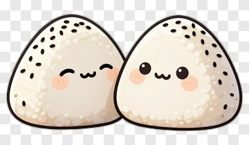 Kawaii Onigiri Characters With Smiling Faces PNG