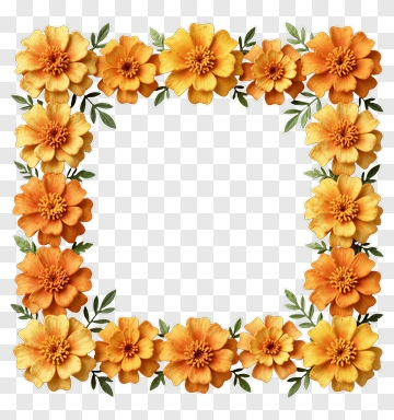 Floral Frame With Orange Flowers PNG