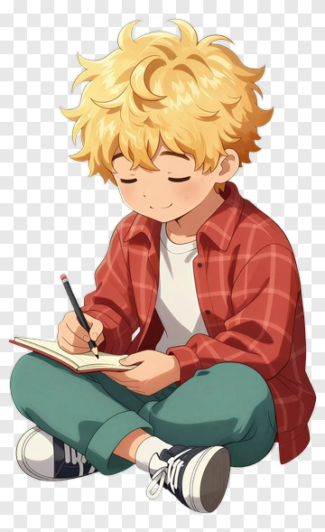 Boy Writing In A Notebook PNG
