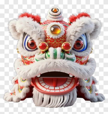 3D Lion Dance Dragon Head PNG