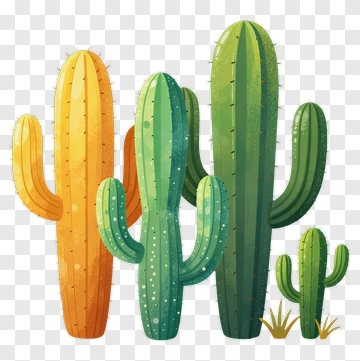 Colorful Cactus Group PNG