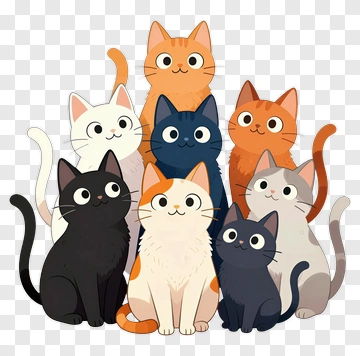 Cartoon Cats Group PNG