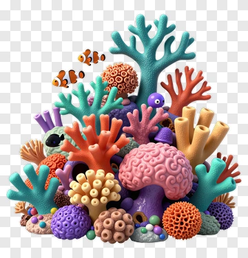 Colorful Coral Reef Composition PNG