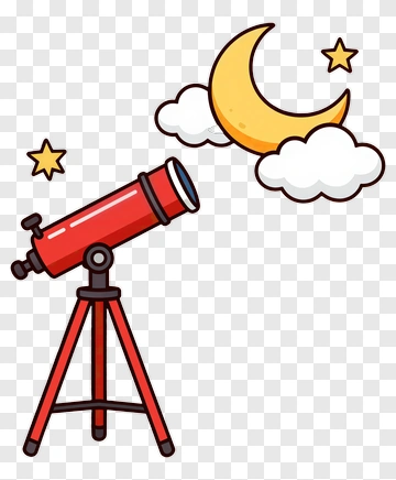 Cartoon Telescope With Moon And Stars PNG
