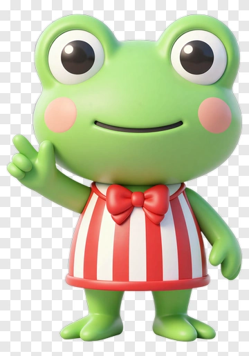 Cartoon Frog Wearing A Striped Dress PNG