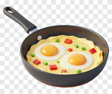 Fried Eggs In A Pan With Vegetables PNG