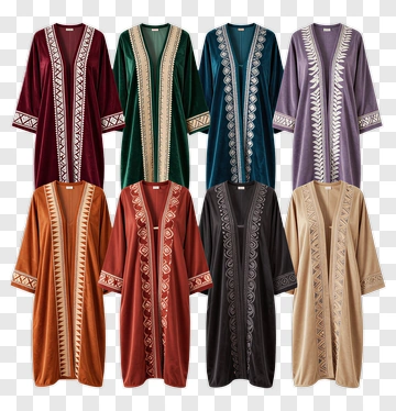 Colorful Traditional Kaftans Displayed Together PNG
