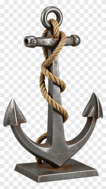 Metal Anchor With Rope PNG