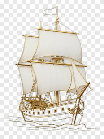 Sailing Ship With White Sails PNG