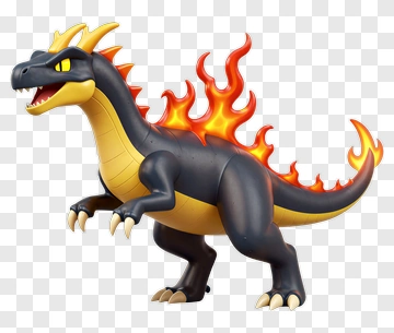 Cartoon Dragon With Flames PNG