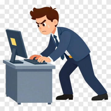 Frustrated Businessman Working On Computer PNG