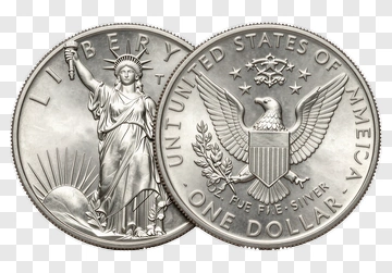 Silver Dollar Coin Featuring Liberty And Eagle PNG