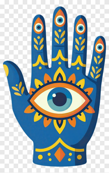 Colorful Hand With Eye Design PNG