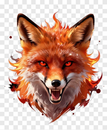 Fierce Fox Illustration PNG