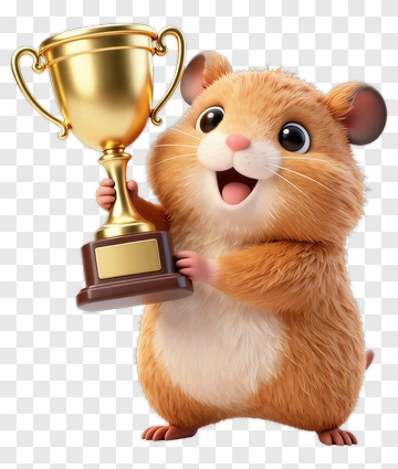 Cartoon Hamster Holding A Trophy PNG
