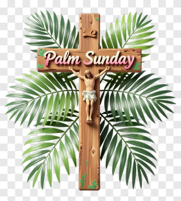Palm Sunday Cross With Palm Leaves PNG