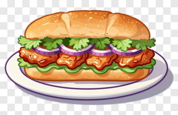 Delicious Chicken Sandwich On A Plate PNG