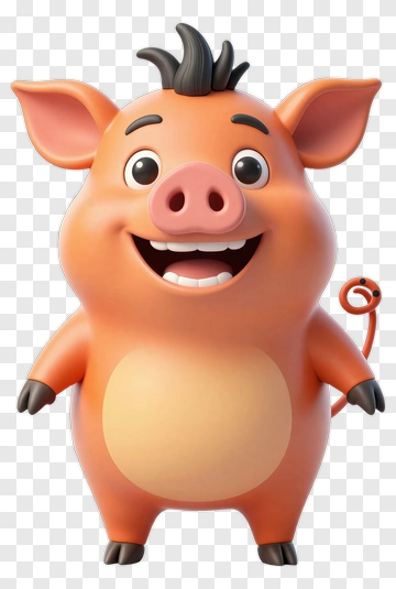 Cartoon Pig Character Smiling PNG