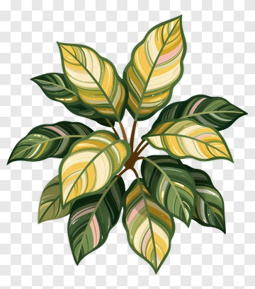 Colorful Plant With Variegated Leaves PNG