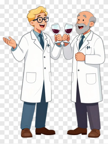 Cartoon Scientists Toasting With Glasses PNG