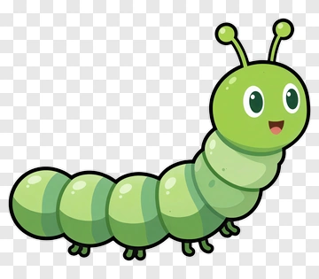 Cartoon Caterpillar With A Happy Expression PNG