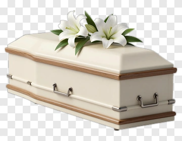 Coffin With White Lilies PNG