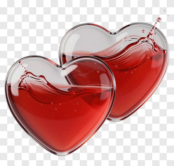 Red Heart-Shaped Glasses With Liquid PNG
