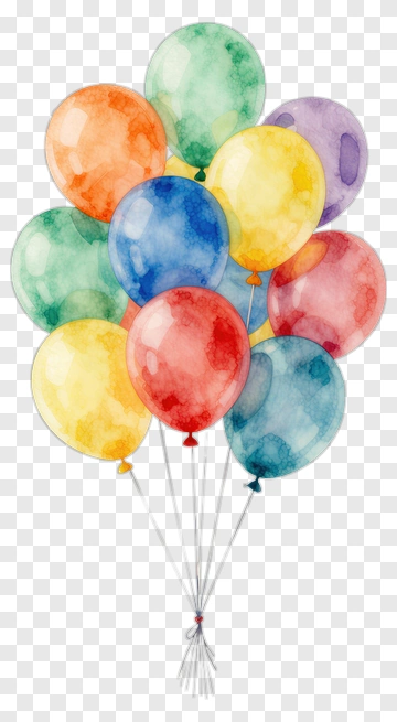 Colorful Watercolor Balloons PNG